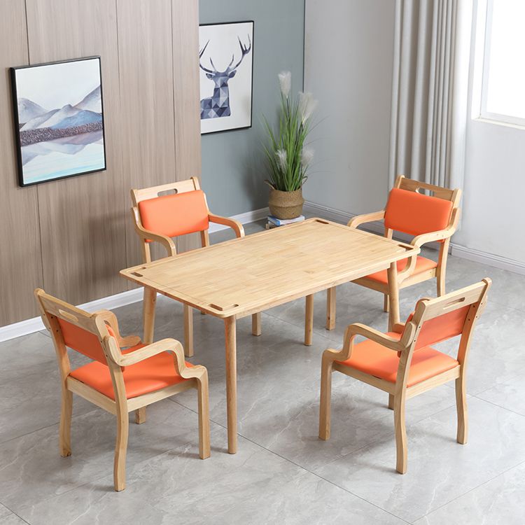 55.1 Inch Rectangular Natural Oak Dining Table Solid Wood Tabletop with 4 Legs