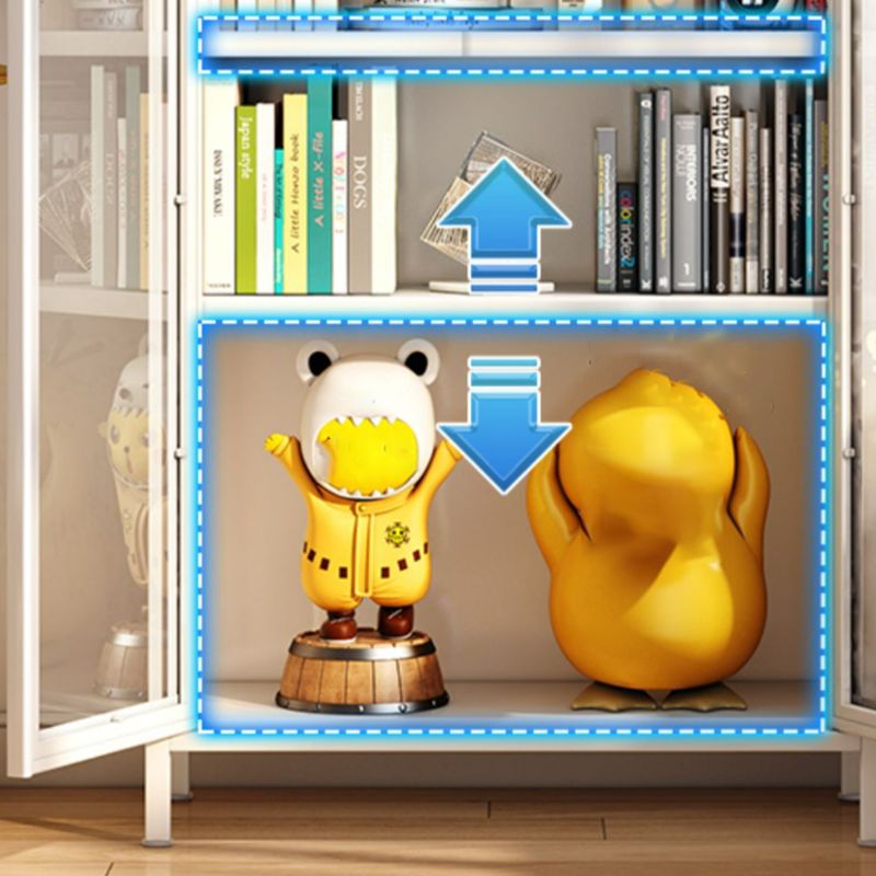 Closed Back Standard Bookcase Glam Metal Bookshelf with Doors