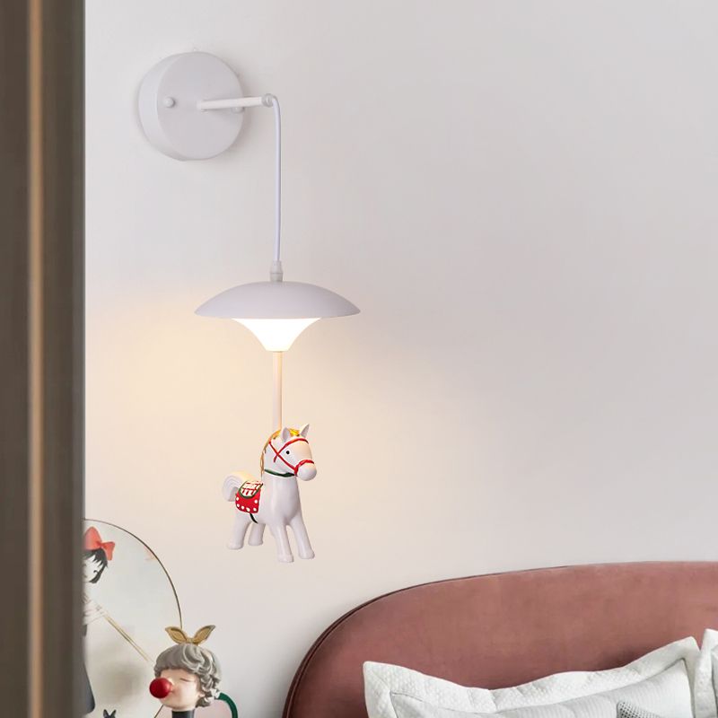 Mushroom Shade Wall Light Kid Kid LED acrilico Lampada montata a parete bianca con decorazione dei cartoni animati