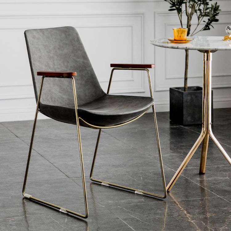Chaises de salle à manger de style nordique, bras de cuisine, chaises latérales de salle à manger avec pieds en métal