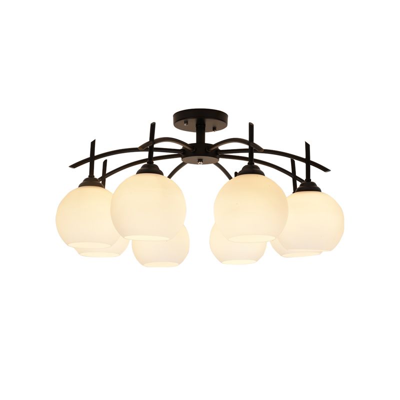 Lámpara de techo múltiple de la lámpara de semi lavado de metal tradicional con sombra de vidrio de globo