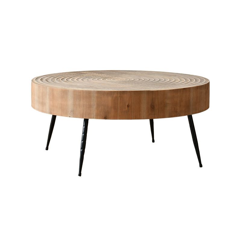 Iron 4 Legs Cocktail Table Scandinavian Round Wooden Coffee Table for Home