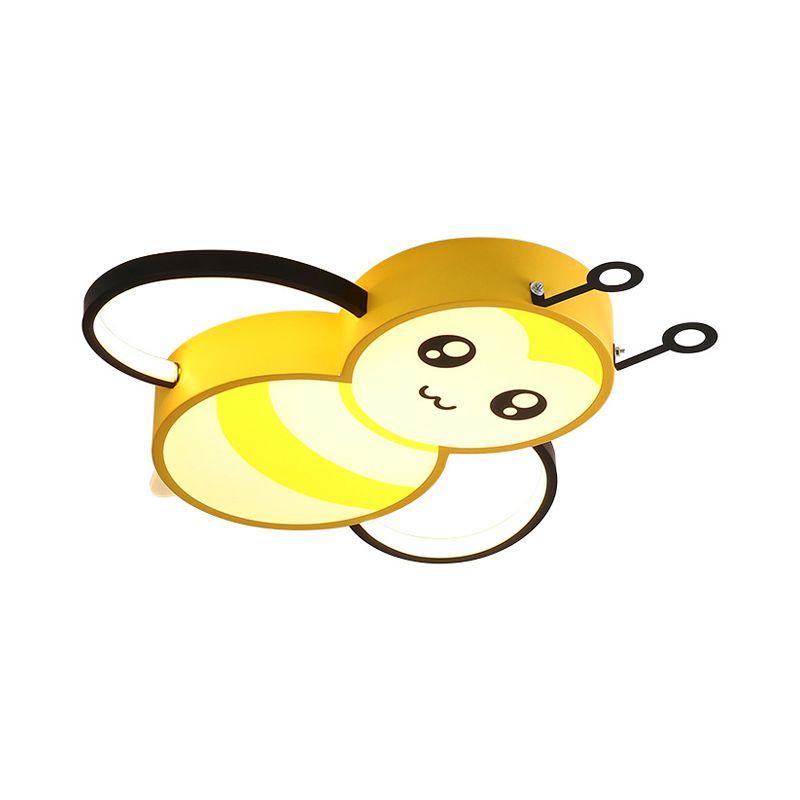 Joli support de plafond en forme d'abeille, Style dessin animé, acrylique jaune/rose, éclairage encastré pour chambre à coucher