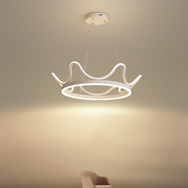 Contemporary Crown Shape Pendant Chandeliers Metal 2 Light Pendant Lighting in White