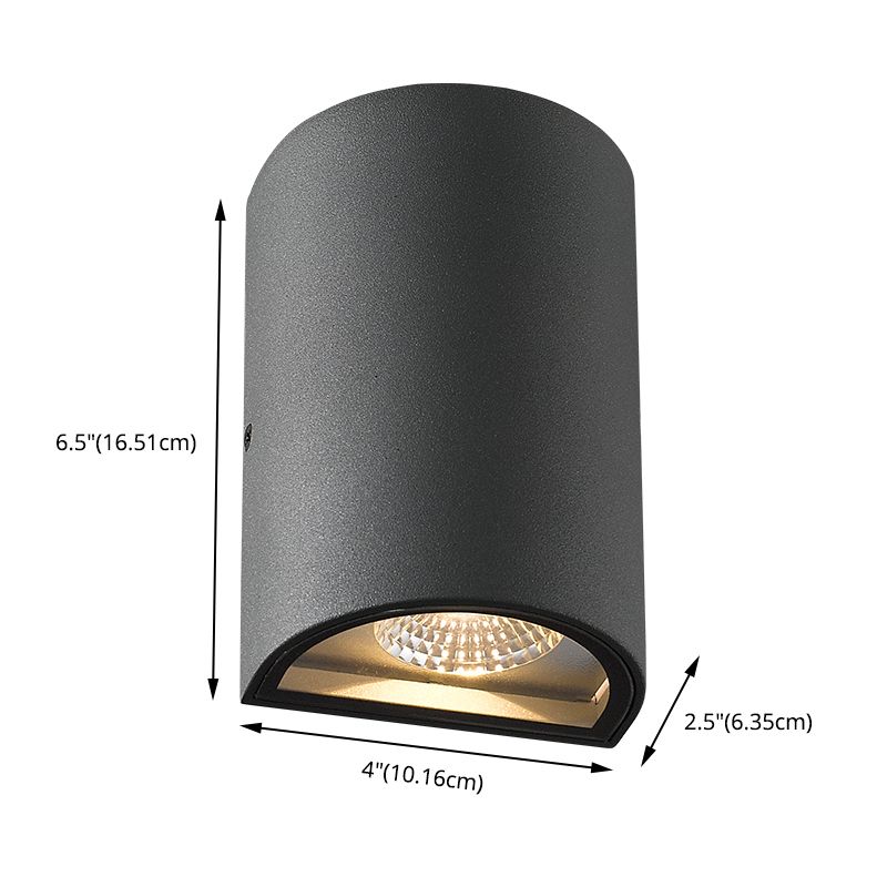 Modern Creative LED Wall Lamp Aluminium Cylindrical Waterproof Wall Light with Glass Shade
