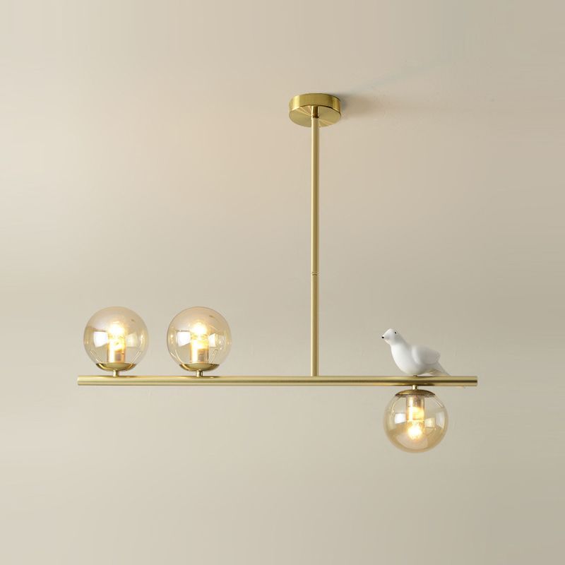 Contemporary Globe Glass Hanging Pendant Lights in Gold for Dining Room