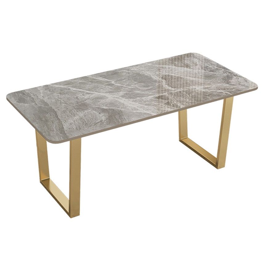 Rechthoekige eettafel Gesinterde stenen tafel Luxe met dubbel voetstuk