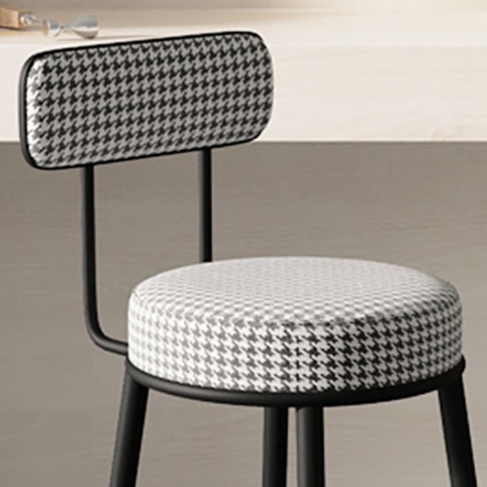 Fabric Upholstered Armless Bar Stools Scandinavian Round Seat Barstool