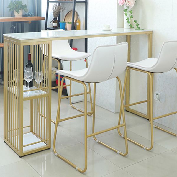 Glam 1/2/3 Pieces Bar Table Set Rectangle Stone Counter Table with High Stools