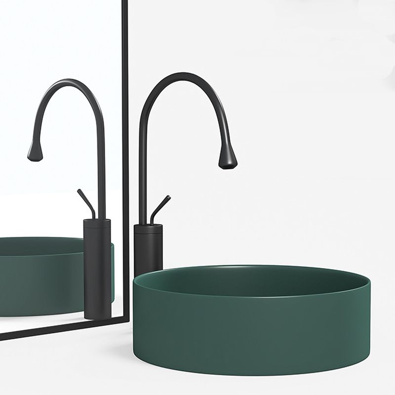 Modern Vessel Sink Round Porcelain with Faucet Vessel Lavatory Sink