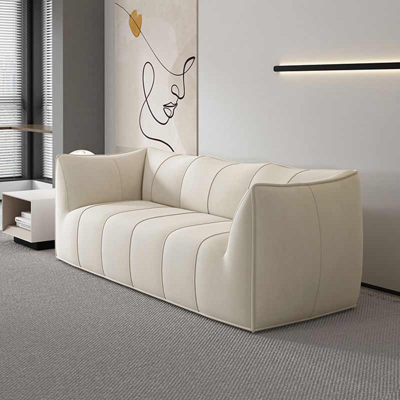 Contemporary White Cushions Flared Arm Fabric Living Room Seating