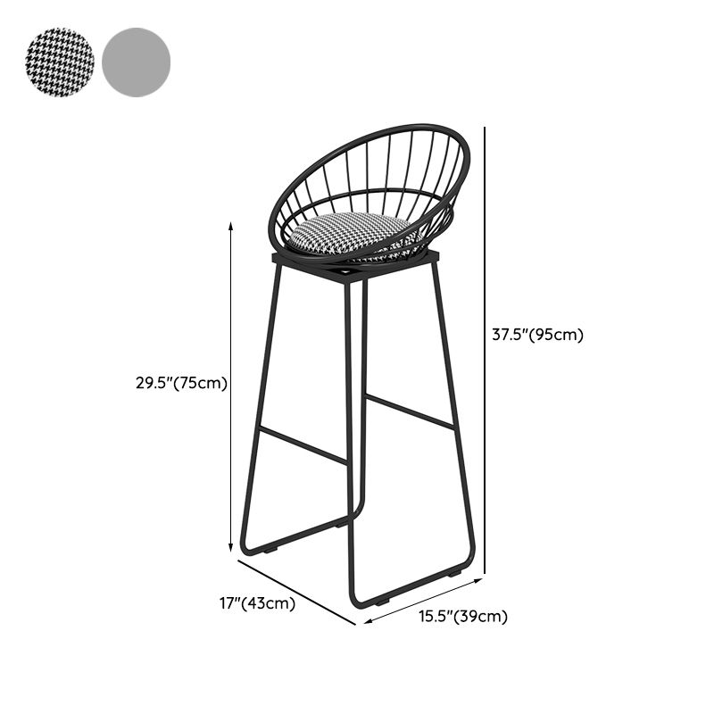 Low Back Upholstered Dining Stool Armless Bar Stool with Metal Base