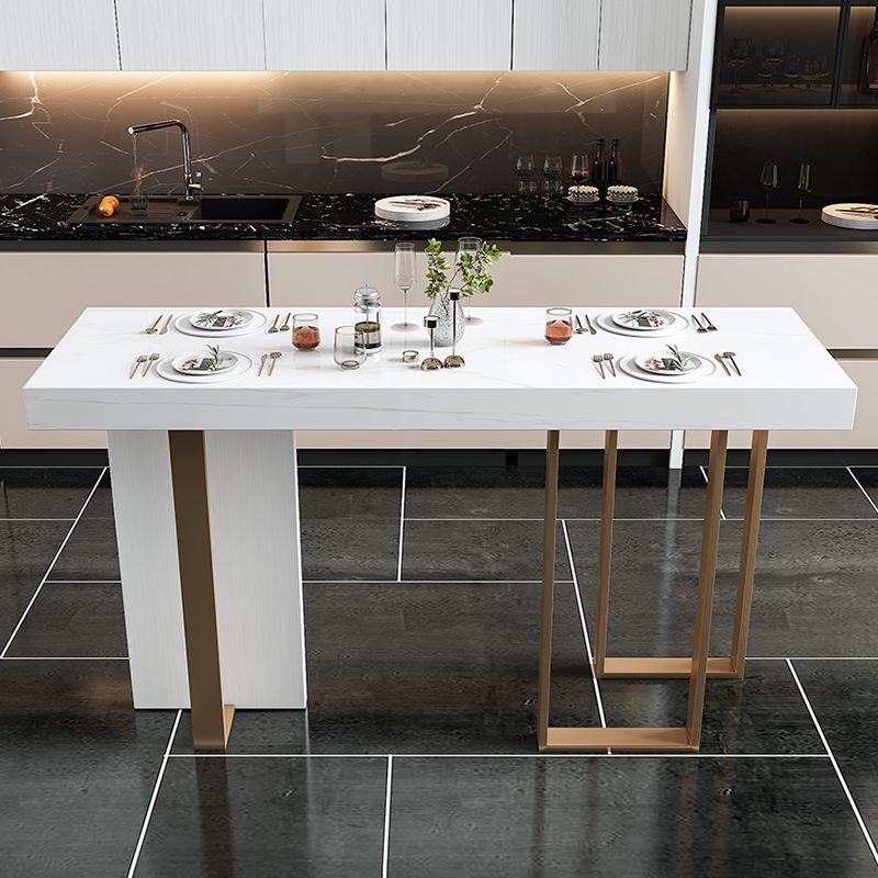 Glam Style Bistro Bar Table Faux Marble Bar Table for Living Room