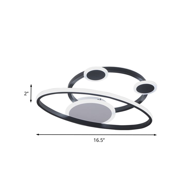 16.5 "/20.5" W Oval Ring Unterputze Licht Modernist Acryl LED-Schlafzimmer nah an Deckenlampe in Schwarz, Warm/Weißes Licht