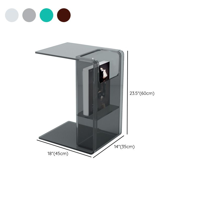 Contemporary Sofa Side Accent Table Plastic Pedestal Living Room with Storage