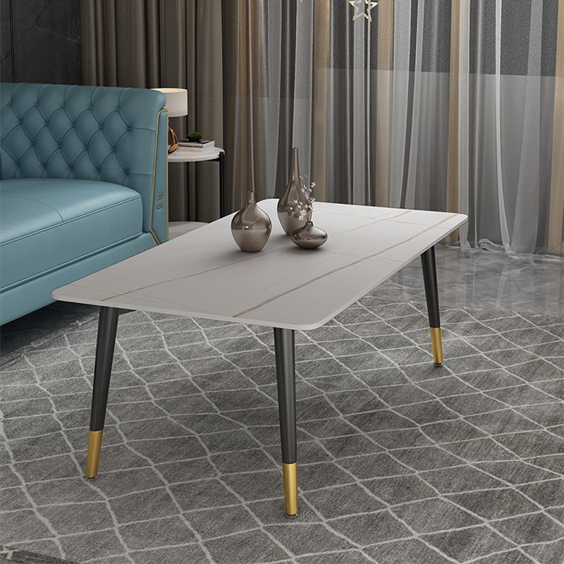17.72" H Simple Stone Coffee Table Glam Rectangular Cocktail Table