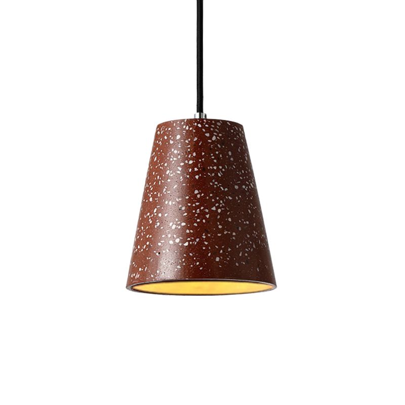 Concrete Cone Pendant Lighting Simplicity 1 Light Black/White/Brown Hanging Light