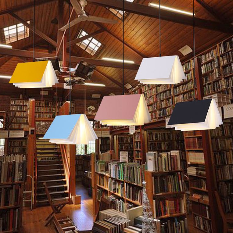 Macaron Pendant Light Modern Simple Style Book Shape Indoor Living Room Hanging Lamp