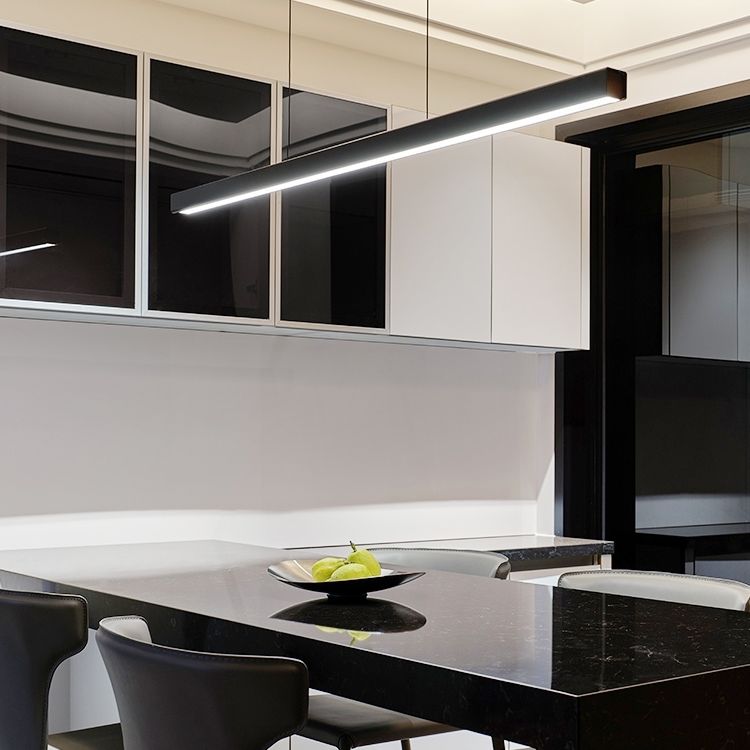 Contemporary LED Island Pendant Light Linear Hanging Island Light with Metal Shade