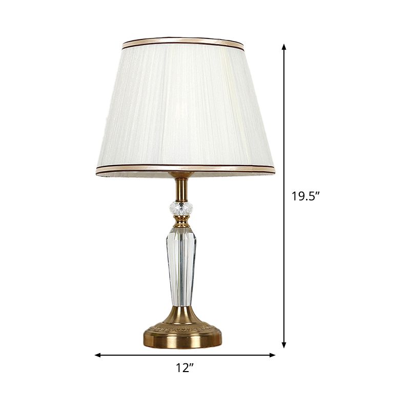 Lampada da tavolo con paralume a botte Modernista in tessuto 1 testa Lampada da lettura bianca per soggiorno