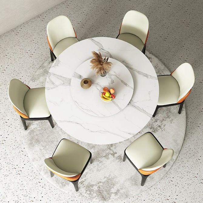Nordic Round Sintered Stone Dining Table for 4/6 with Pedestal Base Dining Set for Restaurant