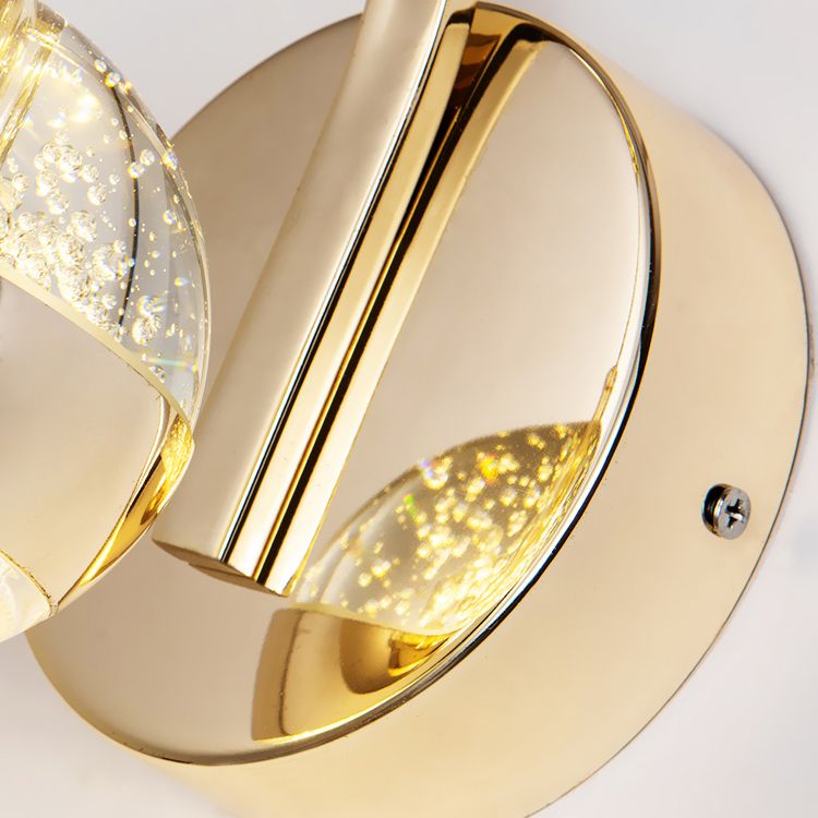 Crystal Spherical Wall Light Sconce Minimalist Gold Finish Wall Light for Bedroom