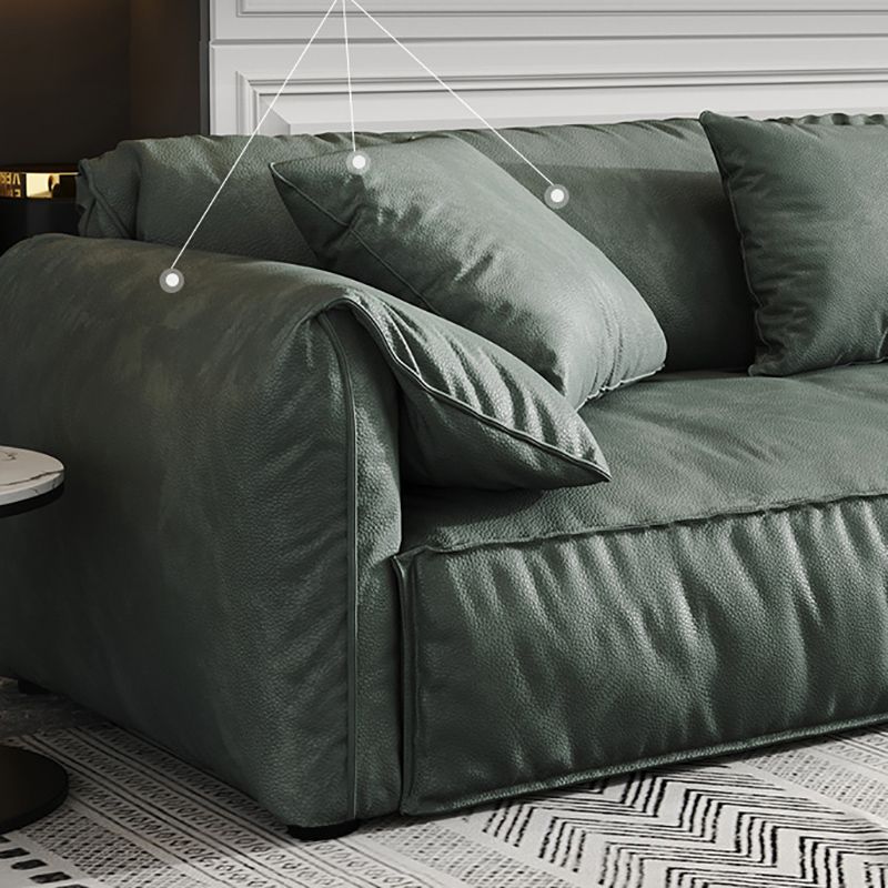 Contemporary Faux Leather Standard Sofa Pillow Top Arm Settee