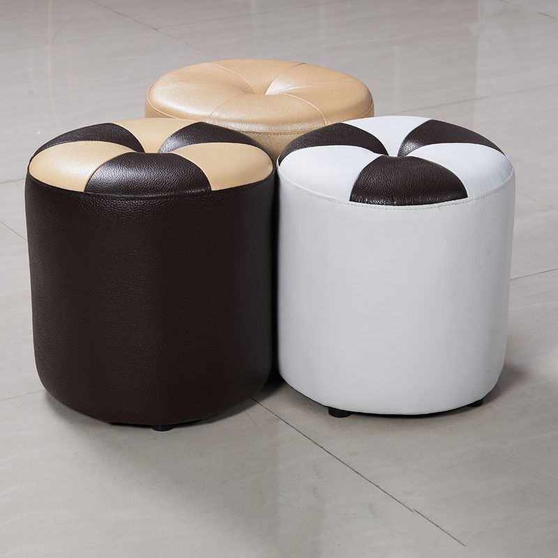 Purple Modern Round Pouf Stain Resistant Color Piece Pouf for Living Room