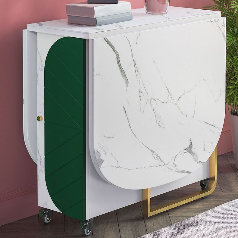 59'' Wide Sintered Stone Top Dining Table Modern Foldable Oval Table with Trestle Base