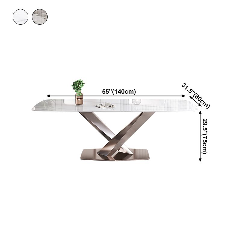 Mesa de comedor estándar Glam, mesa de comedor rectangular con tapa de piedra sinterizada para cocina