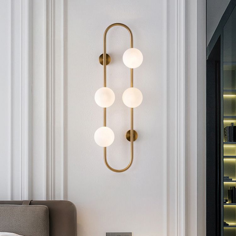 Contemporary Style Balls Sconce Light Fixture Glass Living Room Wall Light Fixture