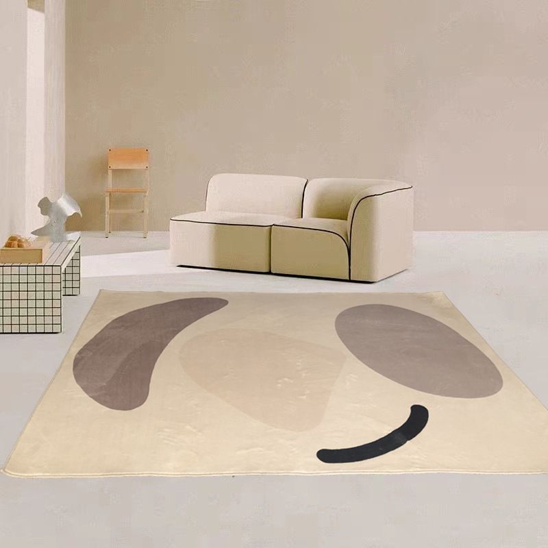 Brown Contemporary Rug Polyester Color Lump Rug Non-Slip Backing Rug for Home Decor