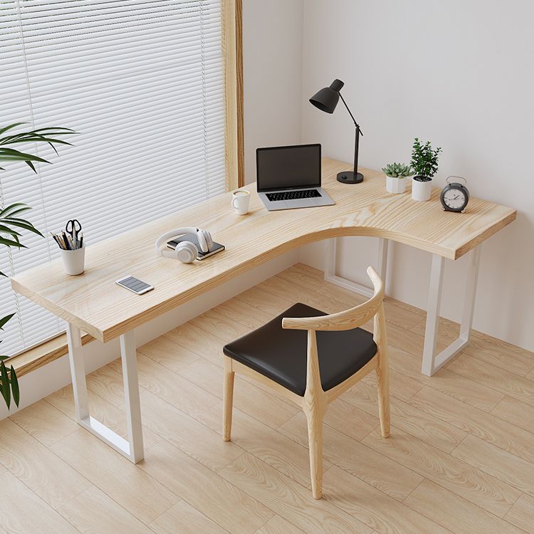Contemporary Bedroom Writing Desk Wooden Office Desk with White Legs