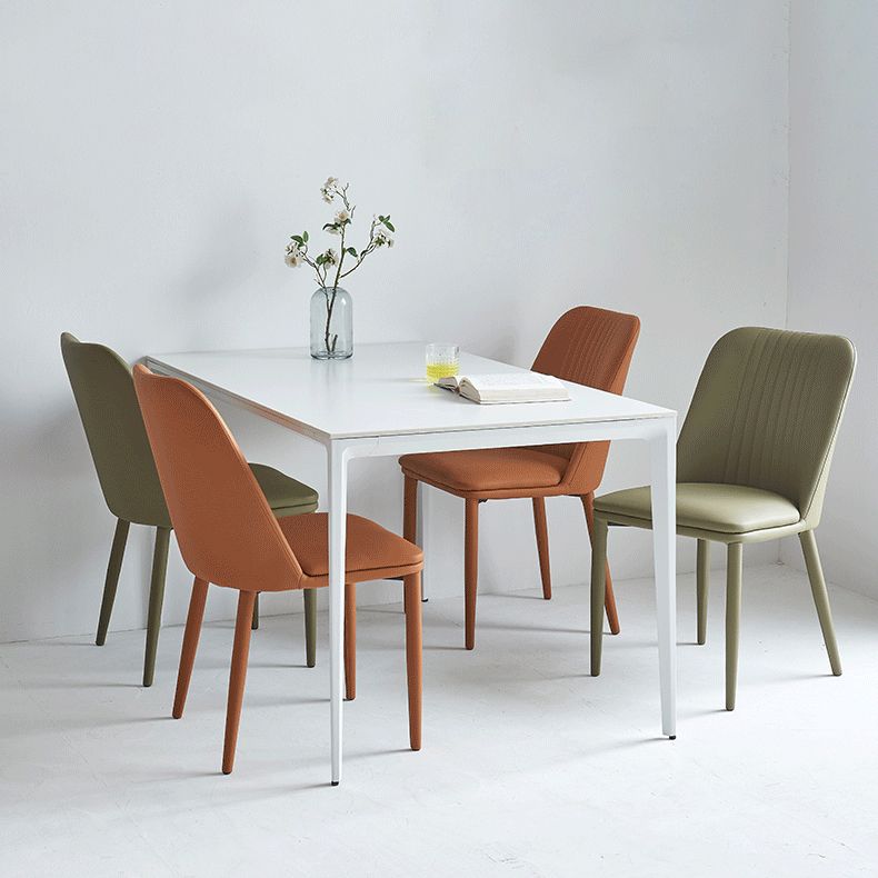 Leather Dining Chair Minimalist Style Armless Solid Back Chair for Home