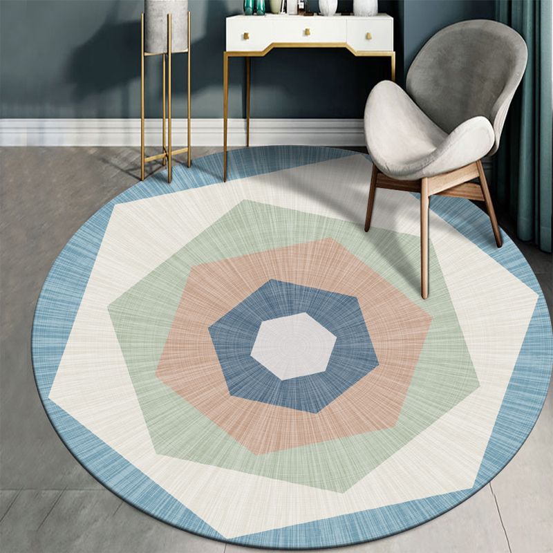 Scandinavian Geo Printed Rug Multi Color Polyster Area Carpet Pet Friendly Easy Care Area Rug for Decoration