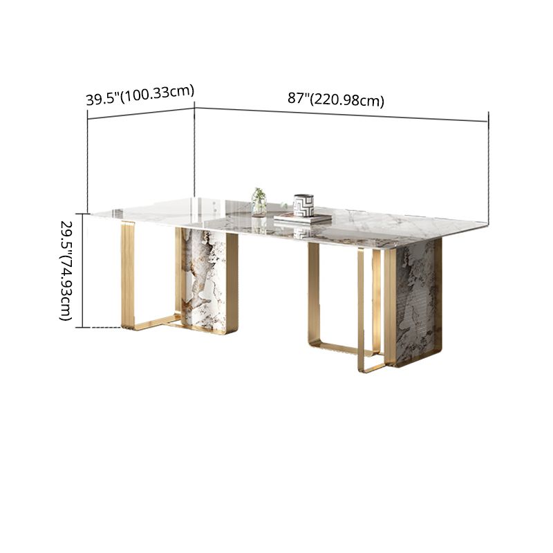 Modern Sintered Stone Dining Room Set Standard Height with Double Pedestal Base Dining Furniture