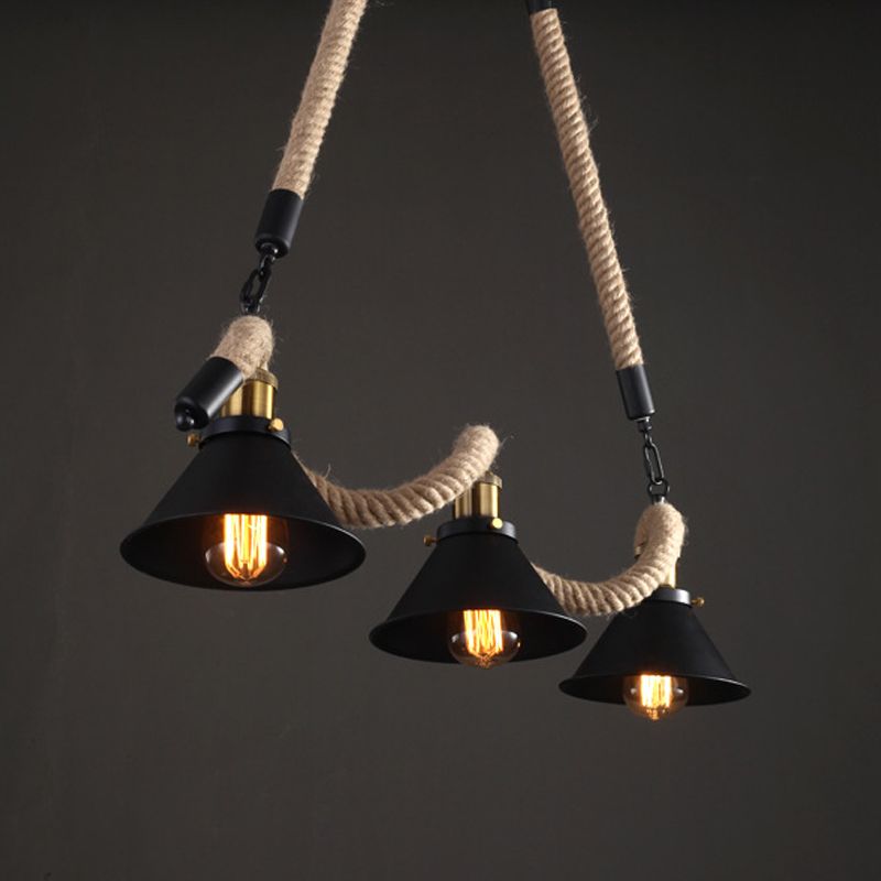 Industrial Hanging Ceiling Light Metal Pendant Lighting Fixtures in Black Finish