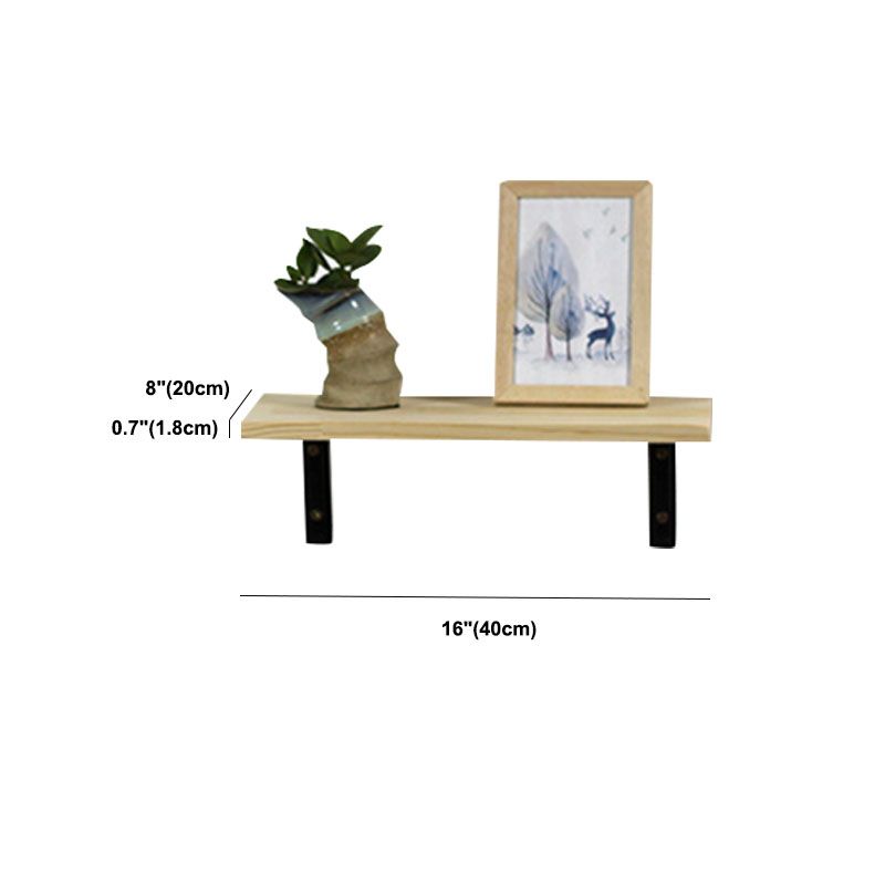 1 Shelf Floating Bookcase Natural Wood Closed Back Bookshelf