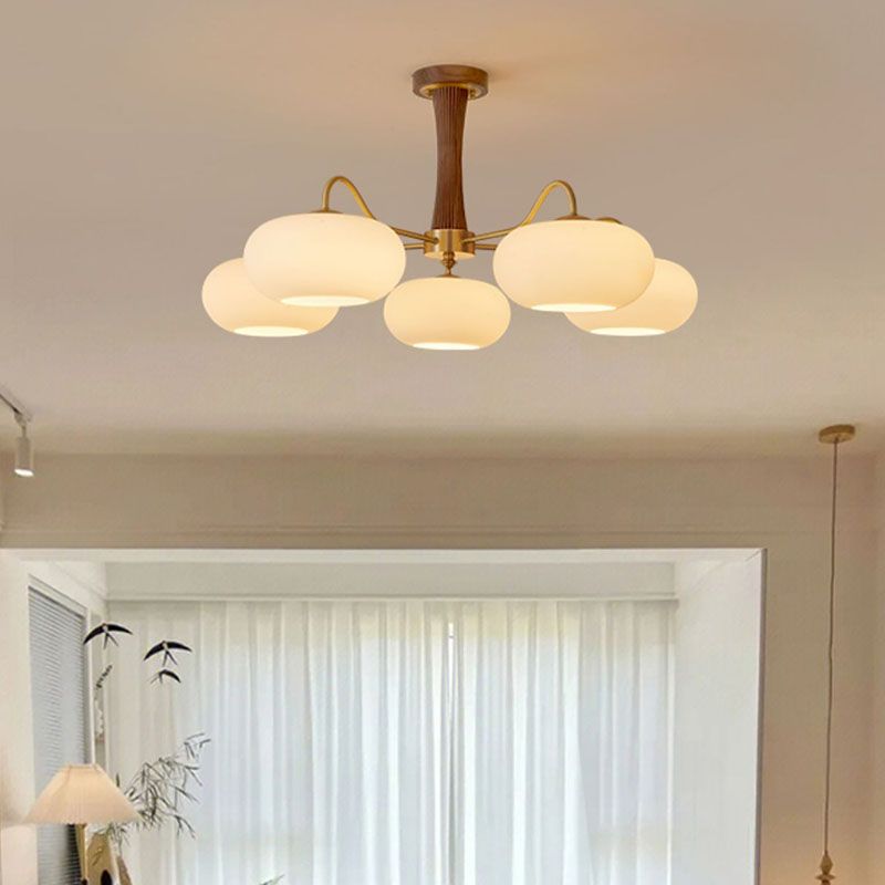 Modern Simple Wooden Ceiling Light Dome Shape Ceiling Lamp for Bedroom
