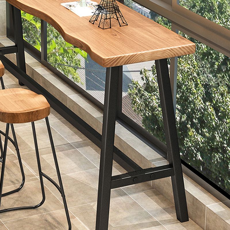 Trestle Base Solid Wood Rectangle Bar Table for Kitchen Dining Room