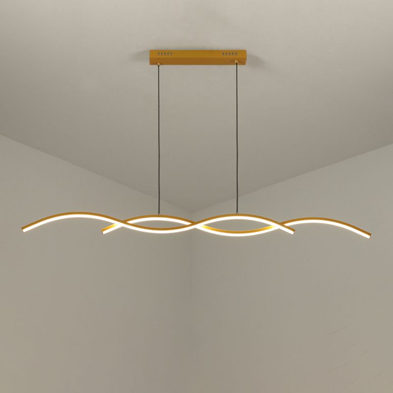 Lámpara de isla LED de comedor de estilo LED moderno lámpara colgante de comedor ondulado