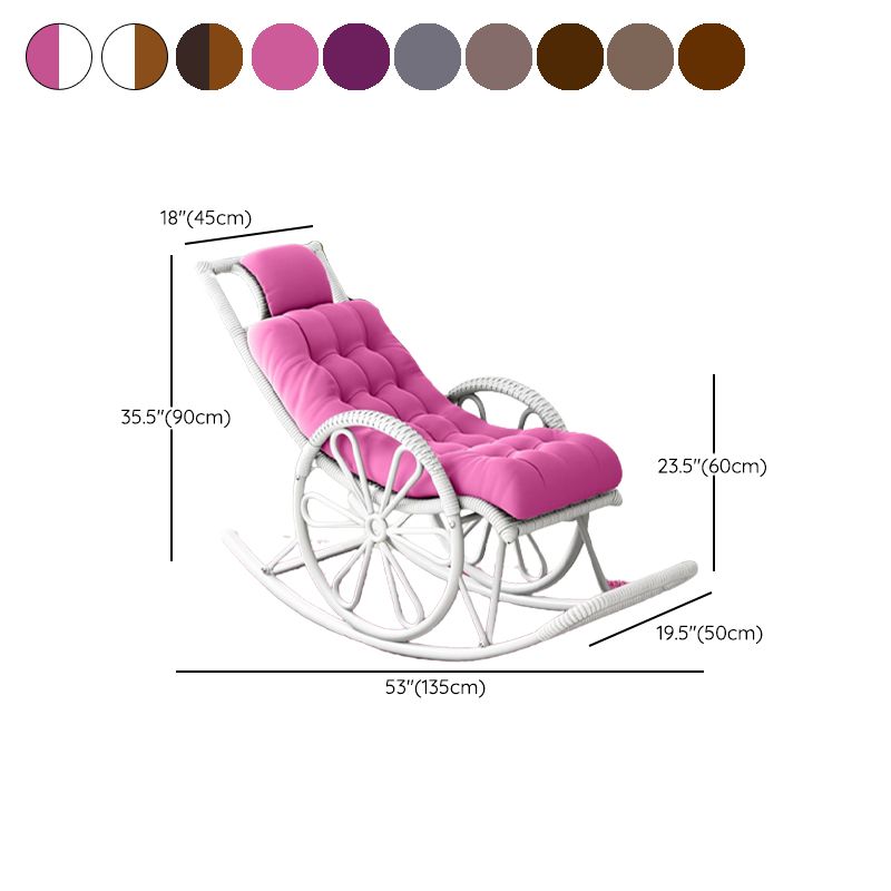 Modern Rocker Wicker Removable Cushions Tufted with Gray Frame Rocking Chair