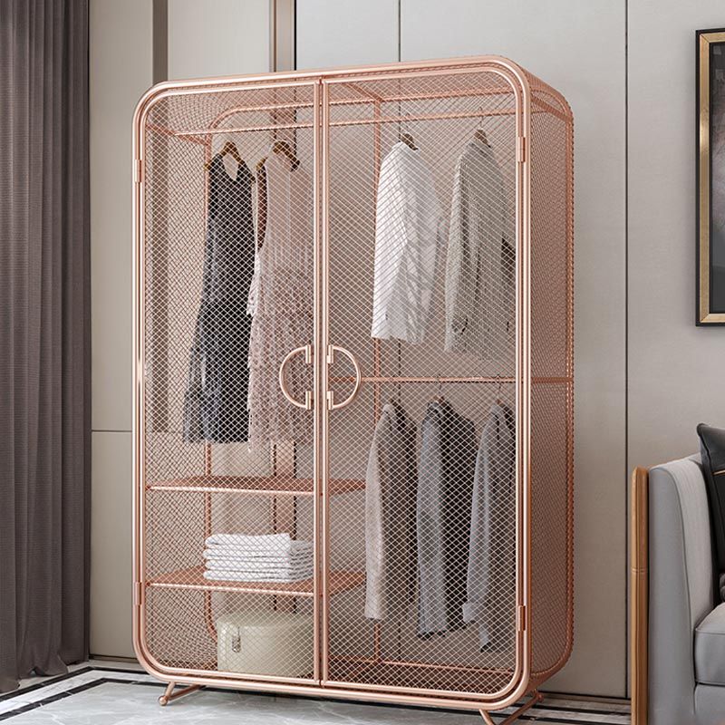 Industrial Style Wardrobe Bedroom Metal Wardrobe Closet with 2 Doors