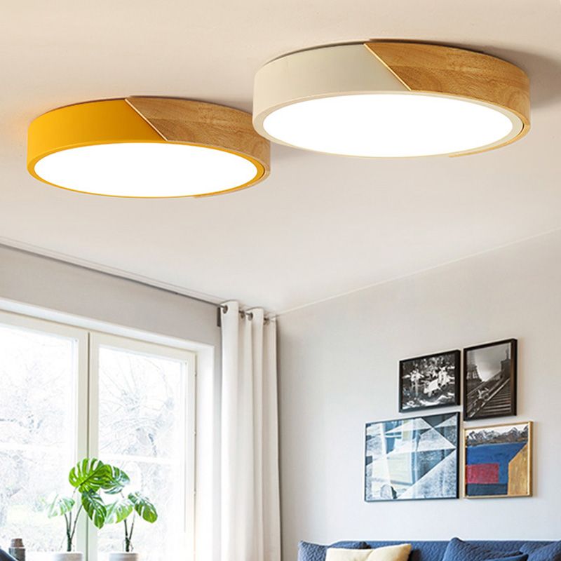 Modern Macaroon Round Shape Ceiling Lamp Iron LED Ceiling Light for Bedroom