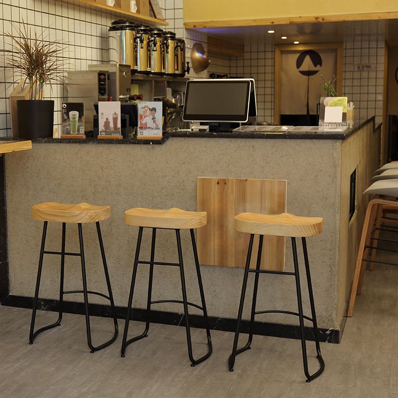 Modern Style Metal Bar Stool with Footrest Milk Tea Shop Bar Stool 30- Inches