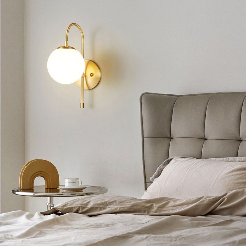 Glass Globe Wall Light Modern 1-Light Wall Lights for Bedroom