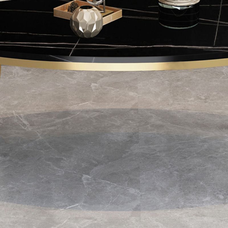 Glam Oval Coffee Table Slate Top 4 Legs Coffee Table for Living Room