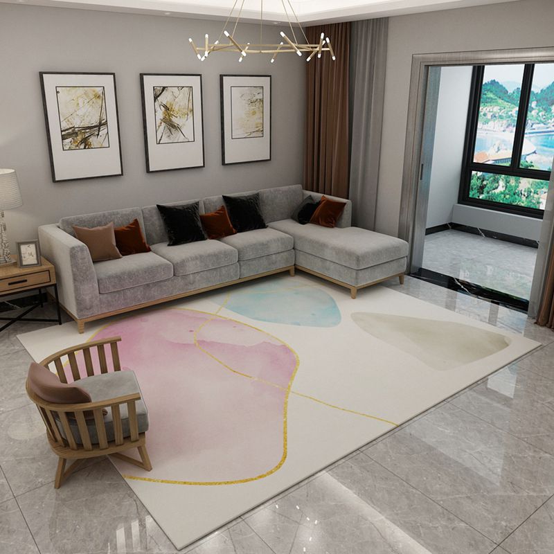 Light Gray Nordic Rug Polyester Color Piece Rug Washable Rug for Living Room