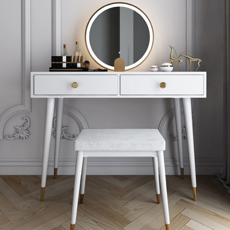 Modern Solid Wood Vanity Dressing Table with Mirror and Stool