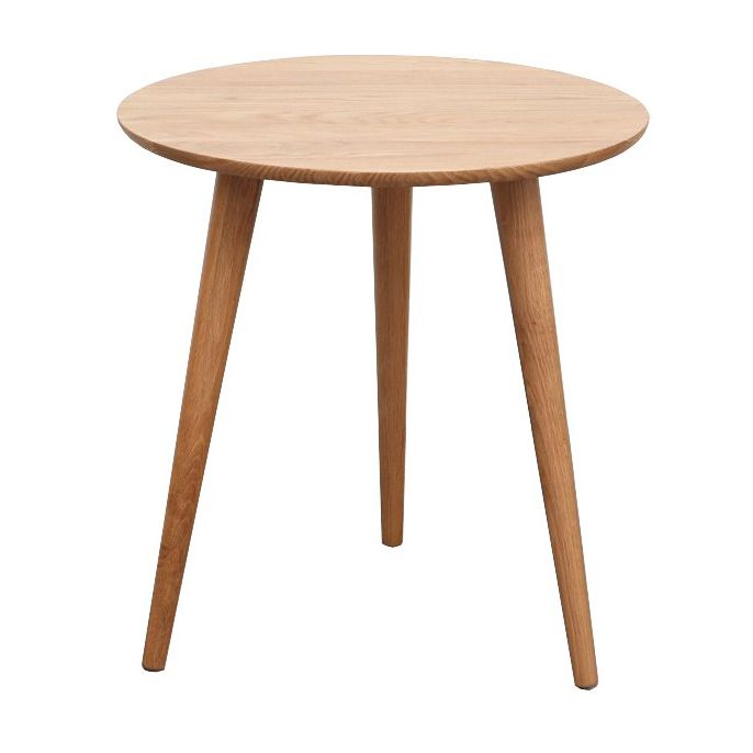 Contemporary Round Dining Table Oak Solid Wood Table with 3 Legs for Dining Room